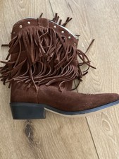 Shyanne Brown Suede Double Fringe Western Boots - YOUTH GIRL S SIZE 3