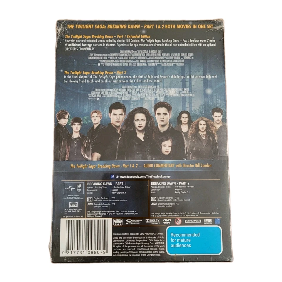 The Twilight Saga Breaking Dawn Parts 1 & 2 DVD - Brand New & SEALED  - Image 2 of 2