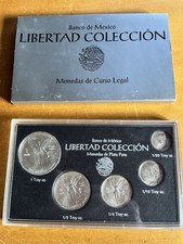 1992 SILVER LIBERTAD 5 MONETE ARGENTO