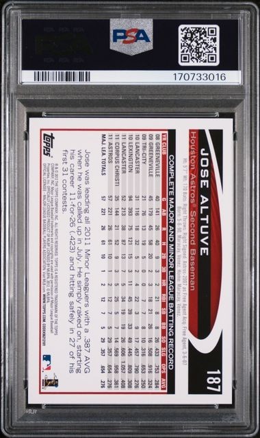 Jose Altuve 2012 TOPPS #187 PSA 9 MINT view 2