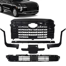 Front Grille W/ Bumper Moldings Gloss Black For Hyundai Palisade 2023 2024 2025
