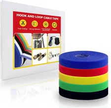 Hook and Loop Tape Roll, 1/2 in 50 FT Reusable Cable Ties, Cut to Length, Double