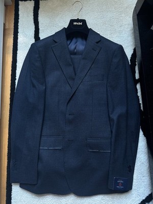 Spada Roma Pure Wool Navy Houndstooth Full Suit Size ITA 46 (36R US) - Brand New