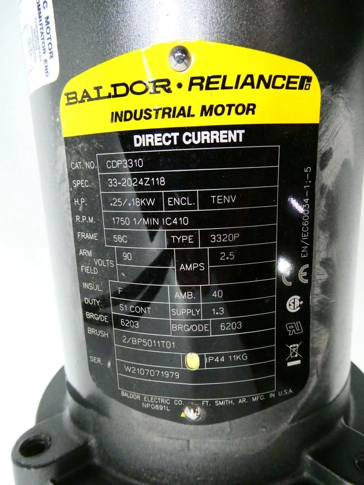 Baldor CDP3310 Direct Current Industrial Motor 56c 1/4hp 1750rpm 90v-dc - Image 4 of 4
