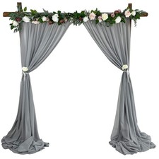 10x10FT Sheer Chiffon Backdrop Curtains Grey 120x120 Inch Fabric Drapes