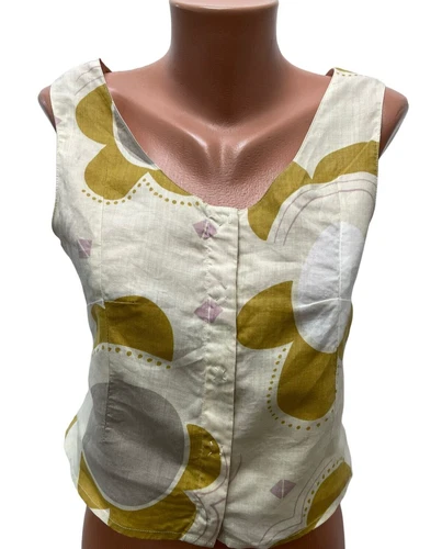 GUDRUN SJODEN Women 100% BAMBOO Waistcoat Beige Mustard S / M