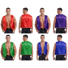 Mens Vest Dancing Tops Fancy Dress Up Waistcoat Sleeveless Costume Performance