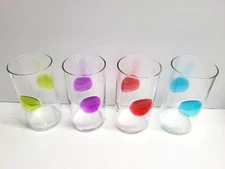 MCM Bormioli Rocco Multi-Color Glasses Dimpled Dot Set Of 4 Tumblers / 16 oz