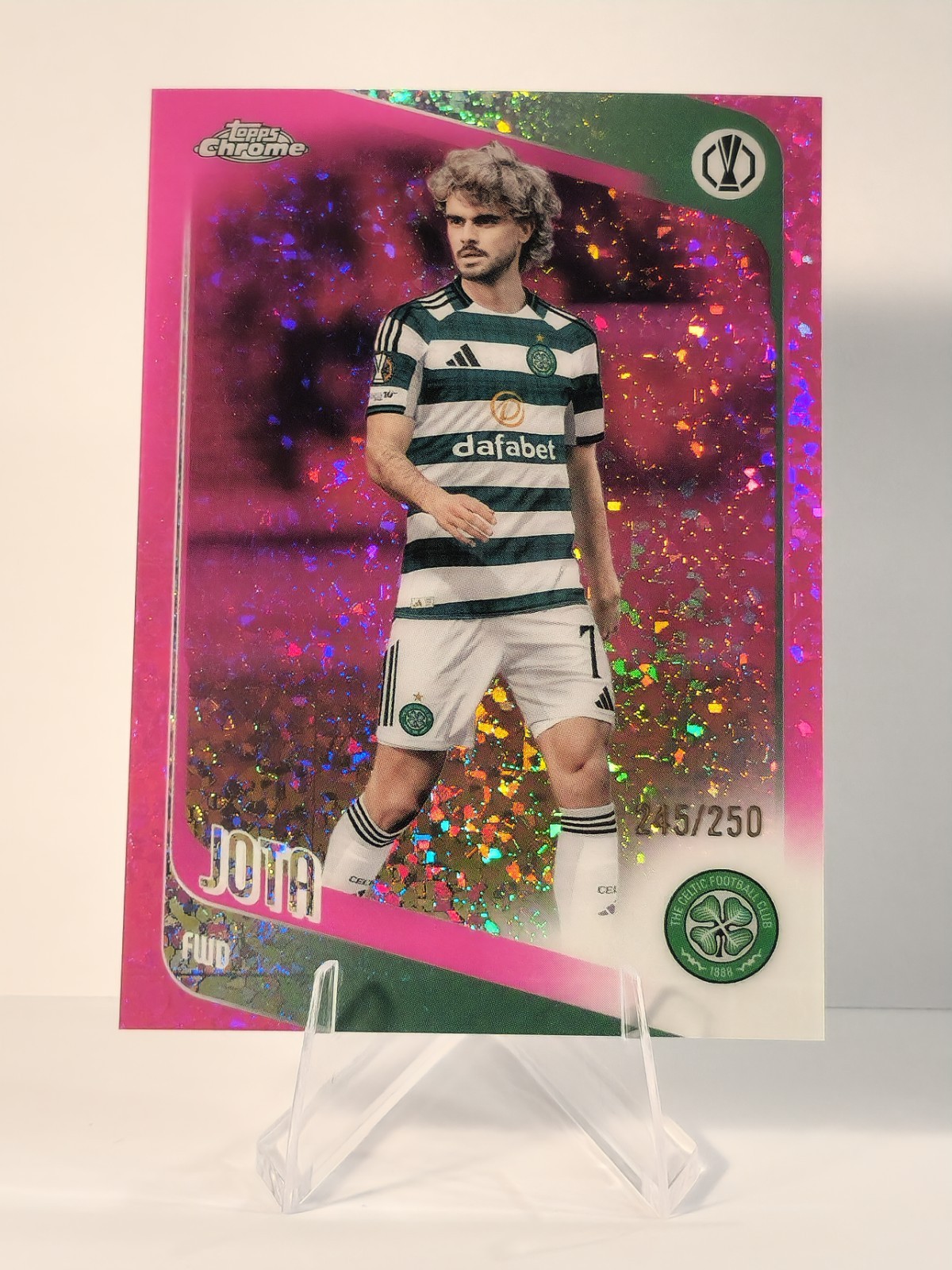 Topps Chrome UEFA Europa League Jota Celtic FC Pink Speckle /250