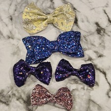 Boutique Style Glitter Hair Bows Lot of 5   Alligator Clips