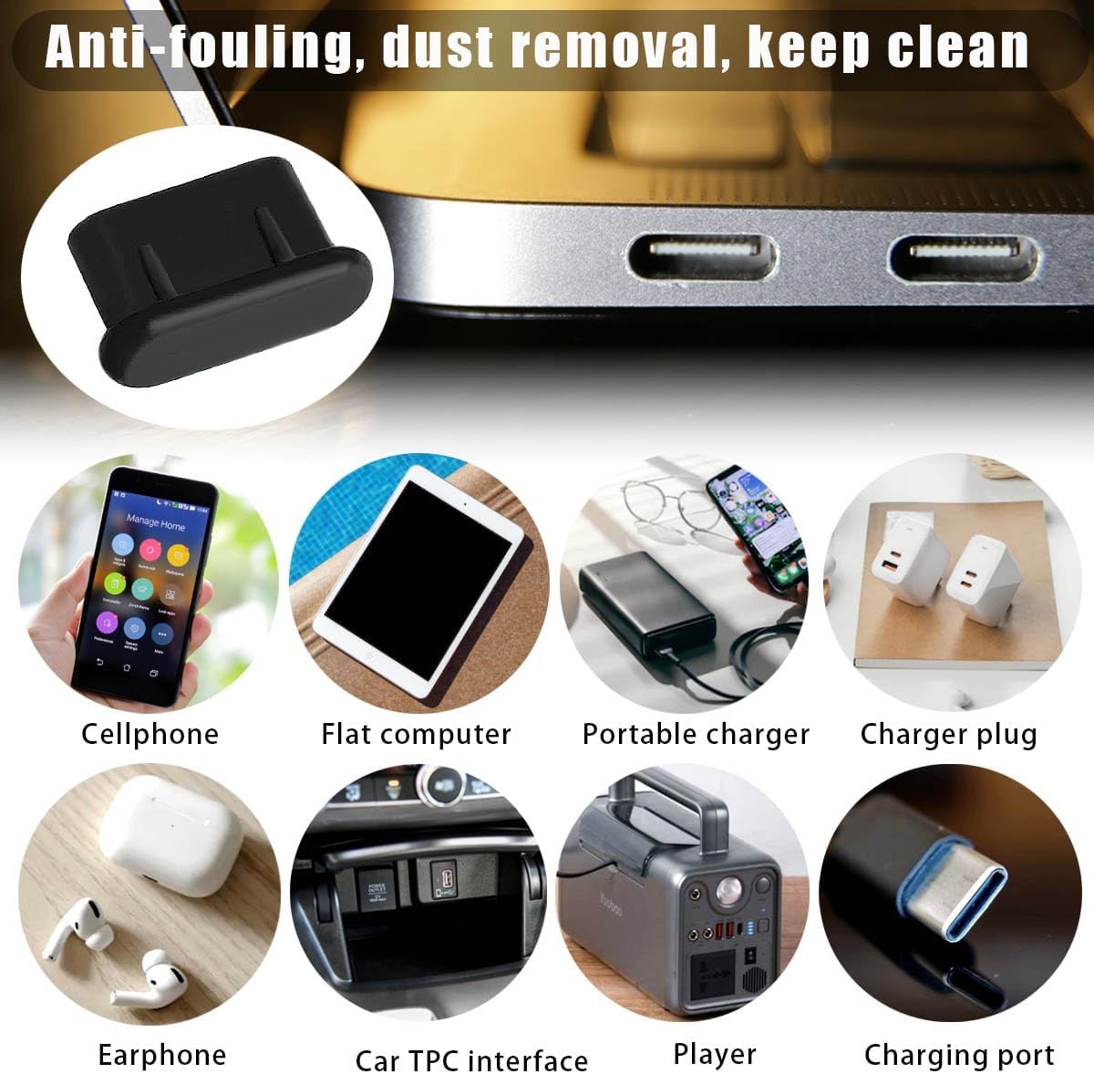 50 Pcs USB C Dust Plug, Type C Anti Plugs Cover, C 50 