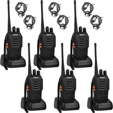 Long Range Rechargeable Walkie Talkies with Earpiece - Pack of 6