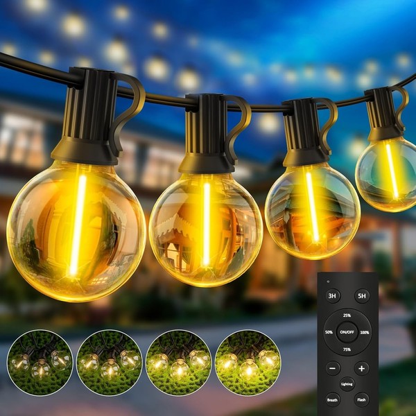 Lichterkette AußEn 15 M G40 LED GlüHbirnen Dimmbar Fernbedienung IP44 Warmweiß-image