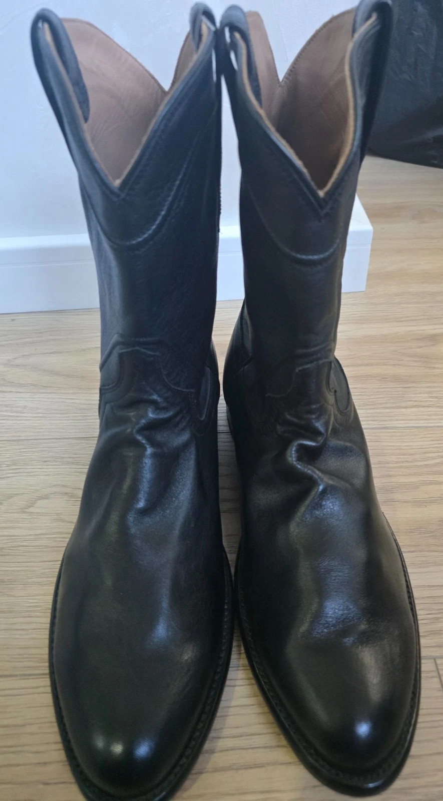 Tecovas The Earl Roper Goat Leather Western Boots 1002 Men's 12 EE Black