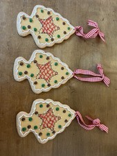Lot of 3 Frosted Gingerbread Cookie Ornaments Christmas Tree Holiday Large