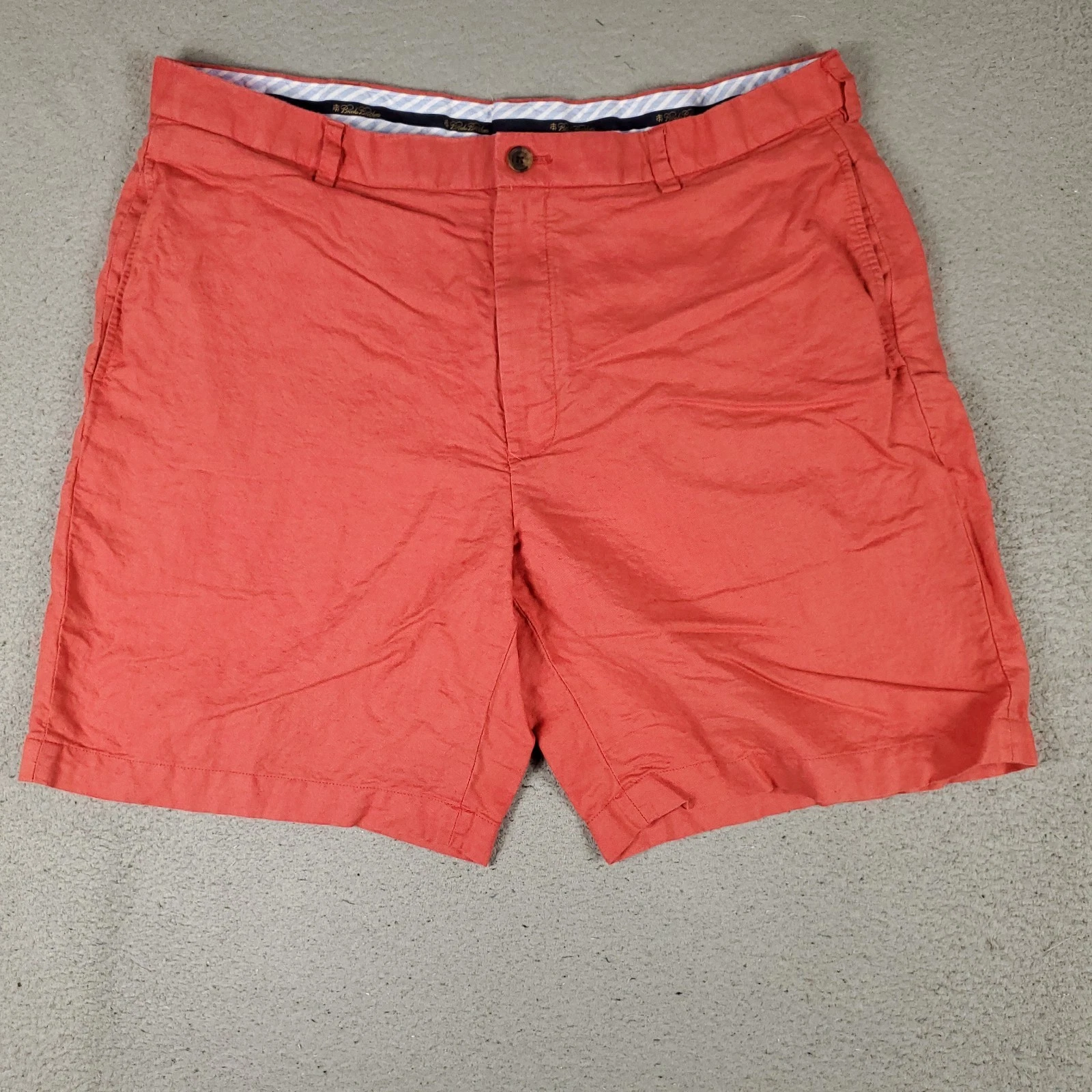 Brooks Brothers Shorts Mens 40 Red Linen Golf Slash Pockets Chino