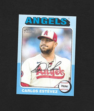 2024 Topps Heritage Mini Carlos Estevez #498 Light Blue Parallel 13/25 - Angels