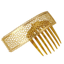 Antique French Hair Comb, Spanish Peineta Style Lattice Filigree