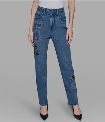 Karl Lagerfeld Paris L5TK2267 NWT Rhinestone Eiffel Tower Jeans Size 4 28x32