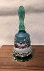 Fenton Vermont Sky Spruce Green Glass Bell 2000 Hand Painted P Lane #270