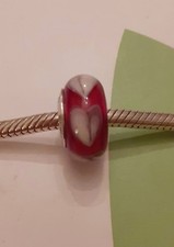 CHAMILIA 925 Sterling Silver Red  heart Row of Hearts   Murano  Charm Love