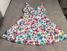 Lauren Ralph Lauren Floral Dress Fit & Flare Sundress Back Zip Stretch Women's S