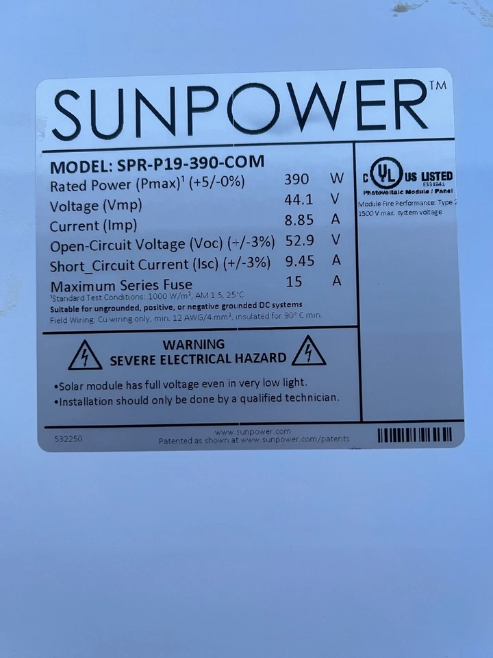 Pallet Of 23 Brand New Sunpower 390 Watt Solar Panels - Ships Anywhere In US!! - Image 4 of 4