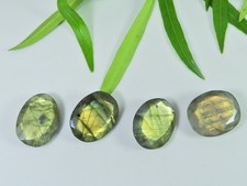 16X20MM Natural Labradorite Checker Cut Oval Cabochon Gemstone 4Pcs Lot I760