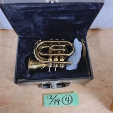 The most portable Pocket trumpet brass instrument with case and mouthpiece