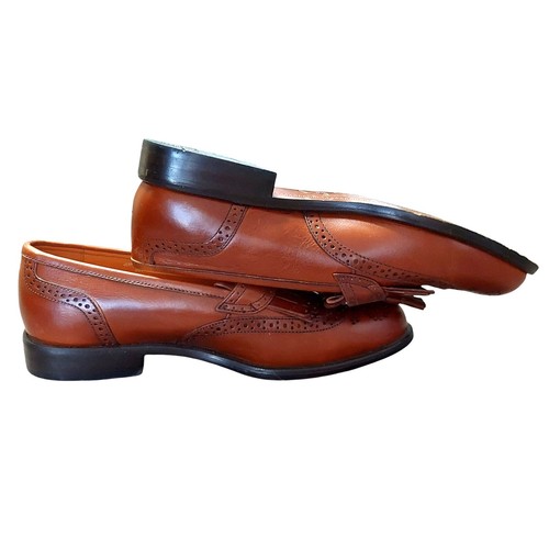 French Shriner Men's Brown Leather Milton Wingtip Kiltie Tassel Loafer - Picture 6 of 9