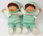 Cabbage Patch Kids Twins 1982 Dolls Brown Eyes Brown Curly Hair