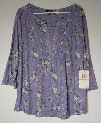 Brand New Women's 2X Erika Amethyst Skylar Blouse Top Short Sleeve Shirt NWT