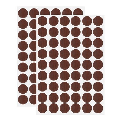 54 in 1 Screw Hole Stickers 21mm Self-Adhesive Stickers Dark Brown 2 Sheets
