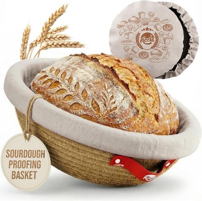 9 Inch Banneton Bread Proofing Basket Set with Liners for Sourdough Baking