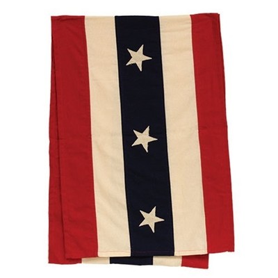 NEW PRIMITIVE Americana Table Runner Red CREAM Blue Stars Stipes 16''Wx32''L AGED