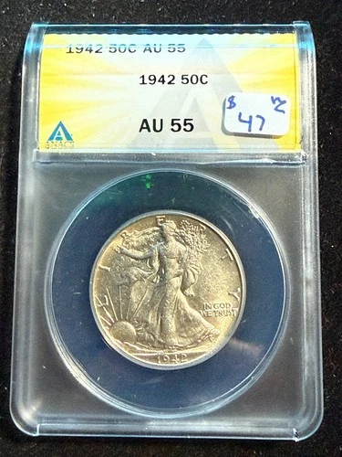 1942 WALKING LIBERTY HALF DOLLAR ANACS AU 55 538