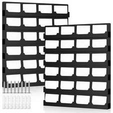 Suzile 2 Pcs Wall Mount Business Card Holder 48 Pockets 17.7 x 15.7 in Black