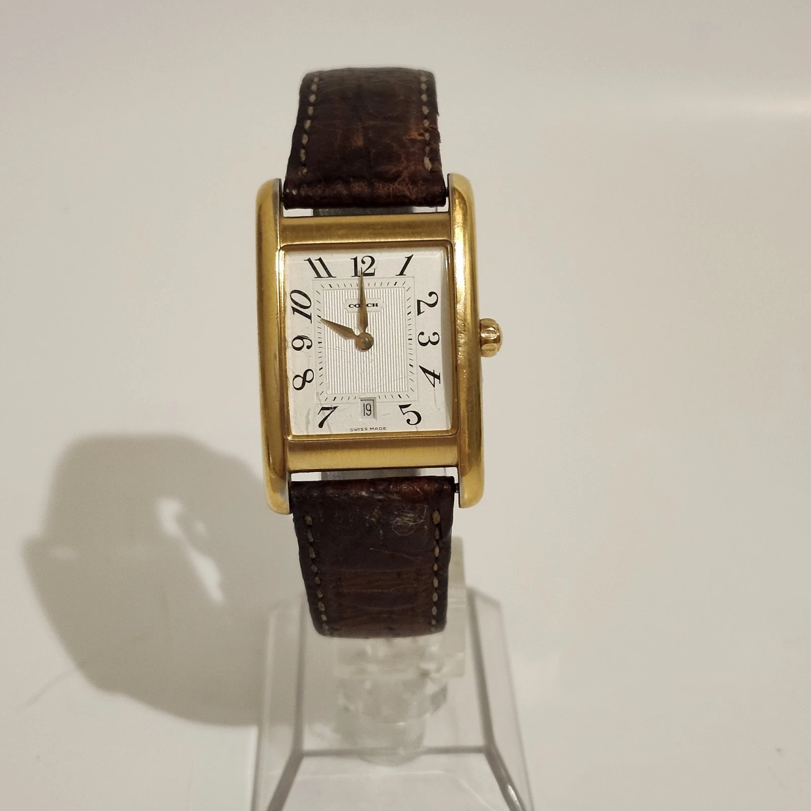 Orologio Coach Donna Swiss Made Tank Cinturino Pelle Tono Oro W503A LEGGERE BENE