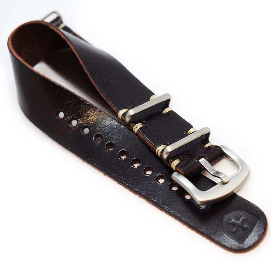 Zulu Leather Watch Strap 22mm Red/Oxblood High Grade Saddle