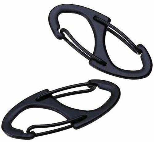Black & Silver S-Shaped CARABINER CLIP heavy key ring chain 41mm long, load 15kg - Picture 11 of 12