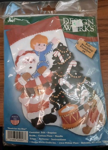 Felt Embroidery Kit Design Works Reach For The Star Christmas Stocking #5057
