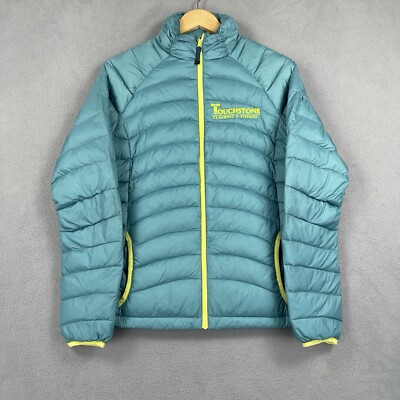 PrAna Down Jacket Women's Medium Blue Nylon Ski Outdoor Climbing Logo Full Zip