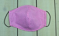 Pink with White dots 100 Cotton Face Mask.. Hand sewn mask made in USA.
