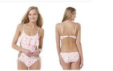 Womens Juniors Designer One Piece Medium M Cut out Bikini Swimsuit White Flounce