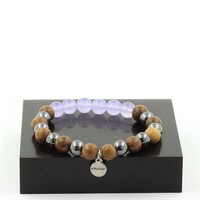 Steine Und Mineralien. Armband Perlen Calcedon Lavendel + HäMatit + Holz 8 Mm