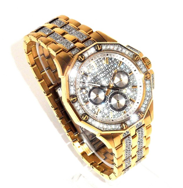 bulova men's crystal stainless steel watch