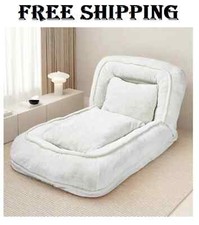 Human Dog Bed with 5 Adjustable Positions,Washable Plush White              