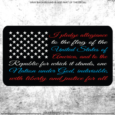 American Flag Sticker Pledge of Allegiance Vinyl Truck USA Decal Red White Blue