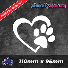 Paw Heart Decal Sticker Funny Laptop Car Window Bumper JDM decal 4wd 4x4 ute