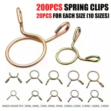 200Pcs Fuel Line Hose Tubing Spring Clips Clamps Assortment Kit for Motorcycle